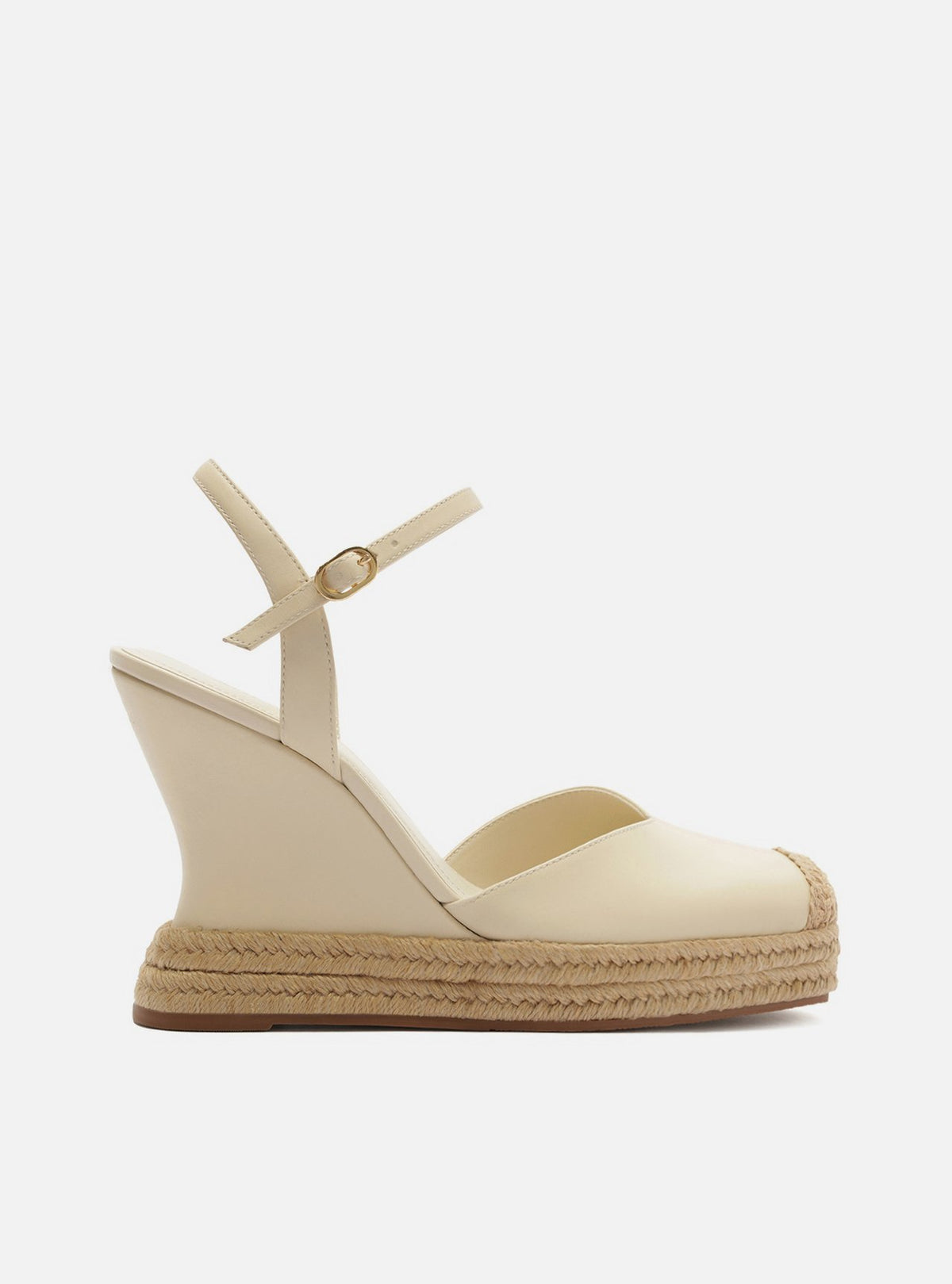 Sandalia Anabela Espadrille Off White Plataforma Hebilla Tressê Slingback - ARZ
