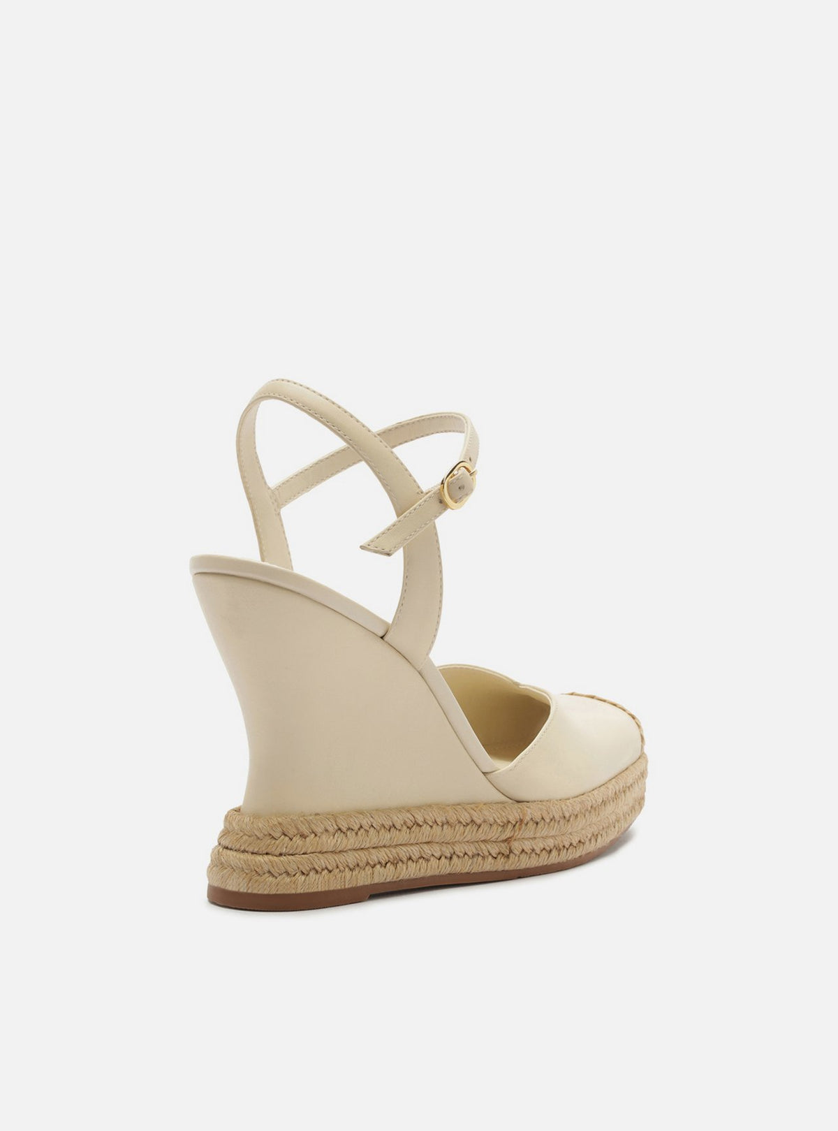 Sandalia Anabela Espadrille Off White Plataforma Hebilla Tressê Slingback - ARZ
