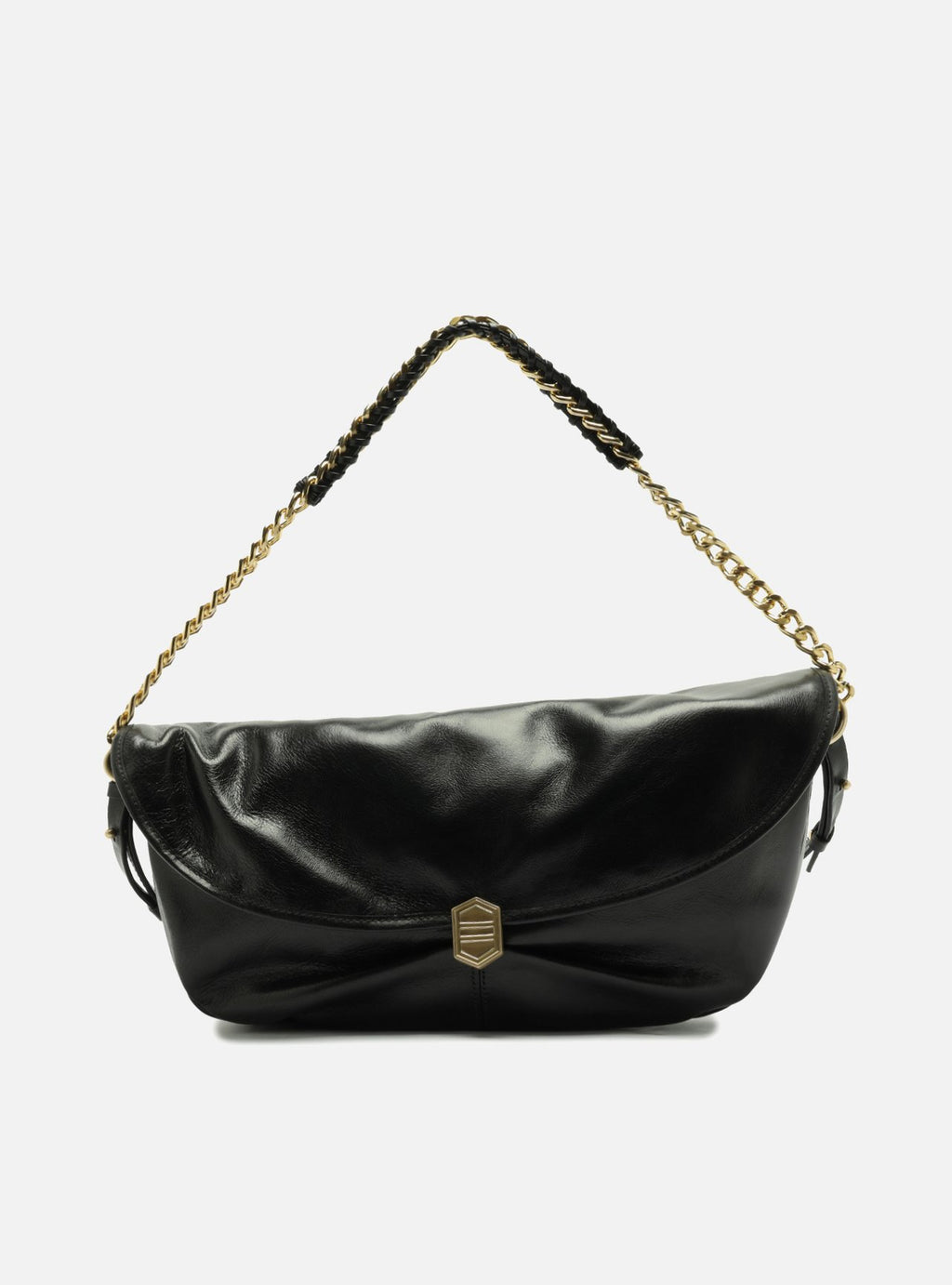 Bolso Bandolera Negro Cuero Metales - ARZ