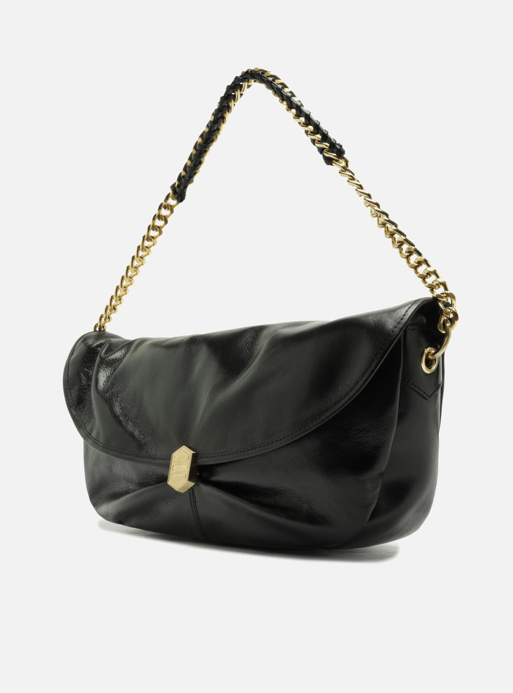Bolso Bandolera Negro Cuero Metales - ARZ