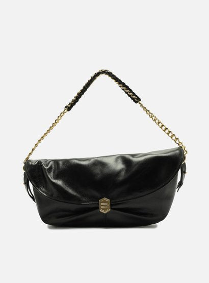 Bolso Bandolera Negro Cuero Metales - ARZ