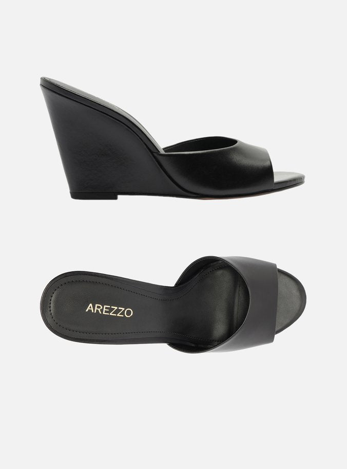 Tamango Negro Cuero Tacón Corrido Cuña - ARZ
