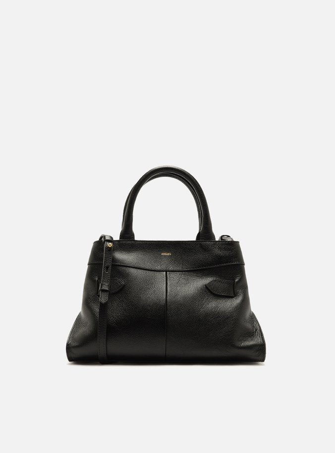 Bolso Tote Negro Cuero Média Hebilla Dorado - ARZ
