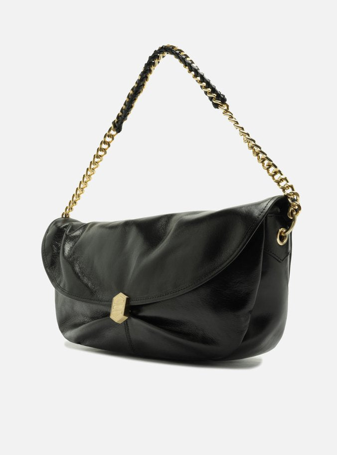 Bolso Bandolera Negro Cuero Metales - ARZ