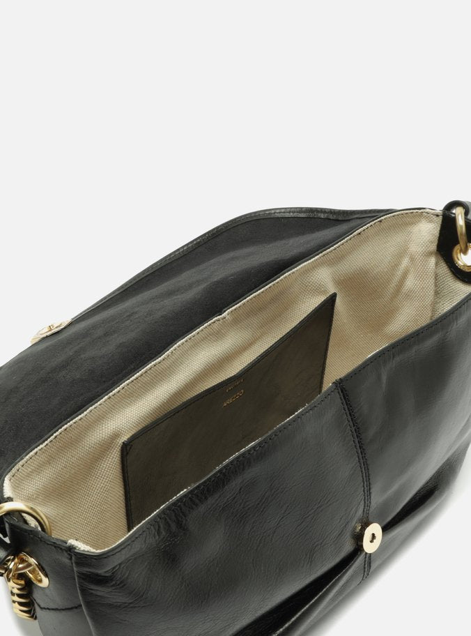 Bolso Bandolera Negro Cuero Metales - ARZ