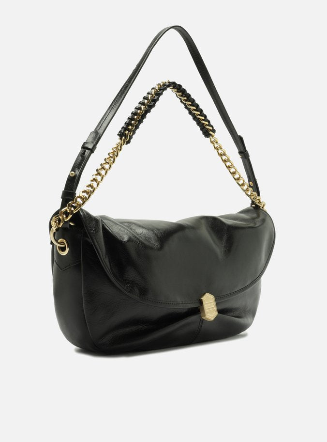 Bolso Bandolera Negro Cuero Metales - ARZ